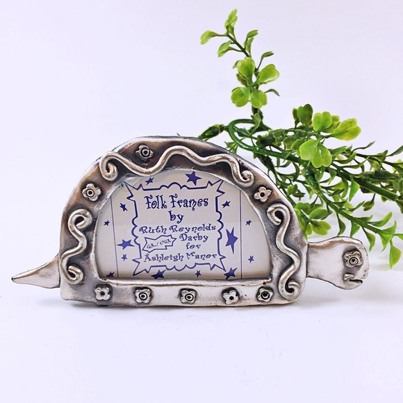 Small Metal Turtle Picture Frame by Folk Frames by Ruth Reynolds Darby for Ashle - Picture 1 of 4